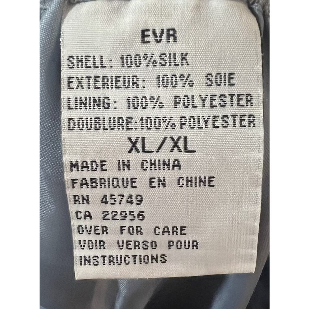 Vtg EVR Silk Pants Women XL Icy Blue Silver Elastic Waist Pull Ons Satin Finish - Picture 6 of 6